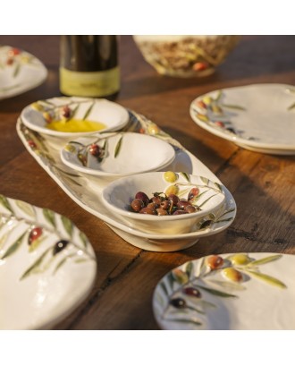 Set platou si 3 boluri din ceramica, Olives - BORDALLO PINHEIRO